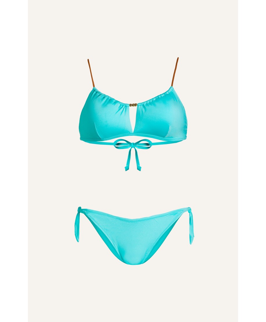 Bikini Fascia con Perline Tinta Unita