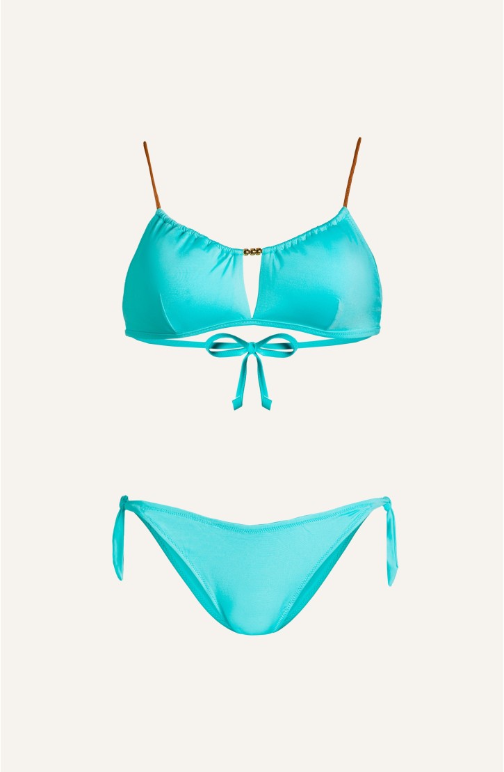 Bikini Fascia con Perline Tinta Unita