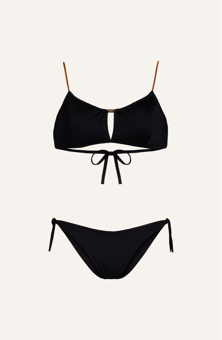 Bikini Bandeau Straps Alcantara Solid Color