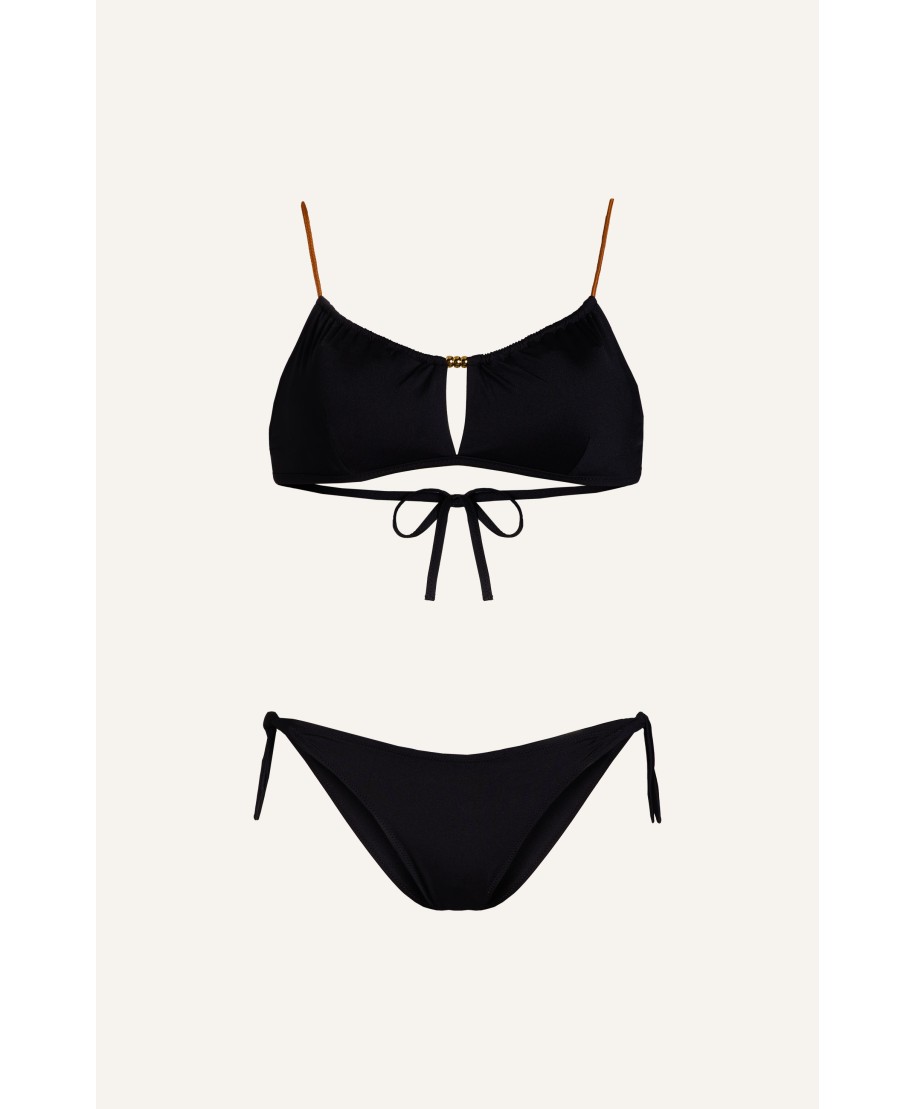 Bikini Bandeau Straps Alcantara Solid Color