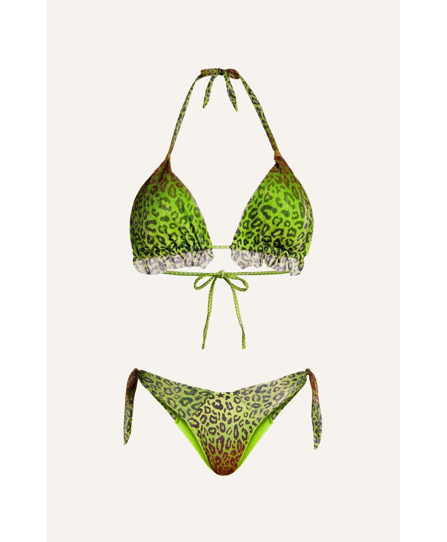 Triangle Bikini Padded Crepon Lamé Print Macula