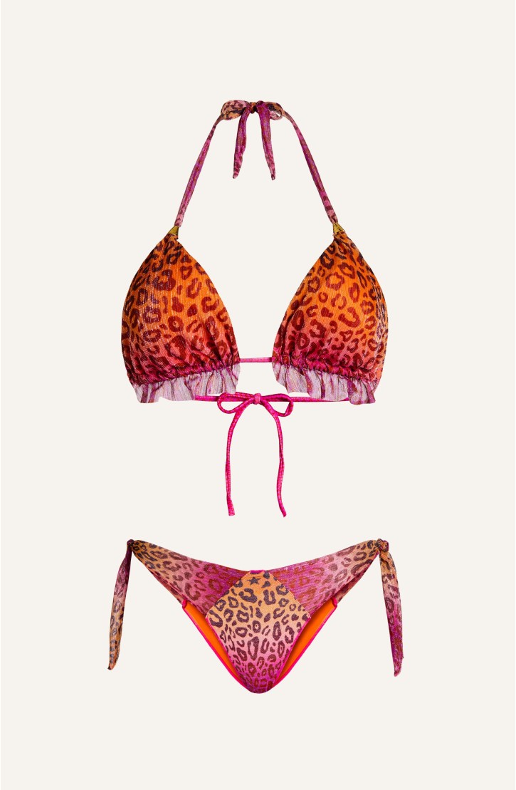 Triangle Bikini Padded Crepon Lamé Print Macula