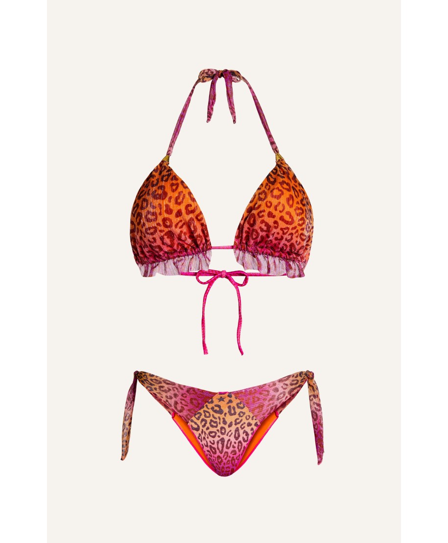 Triangle Bikini Padded Crepon Lamé Print Macula