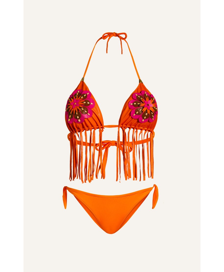 Bikini Triangolo Frange con Fiore