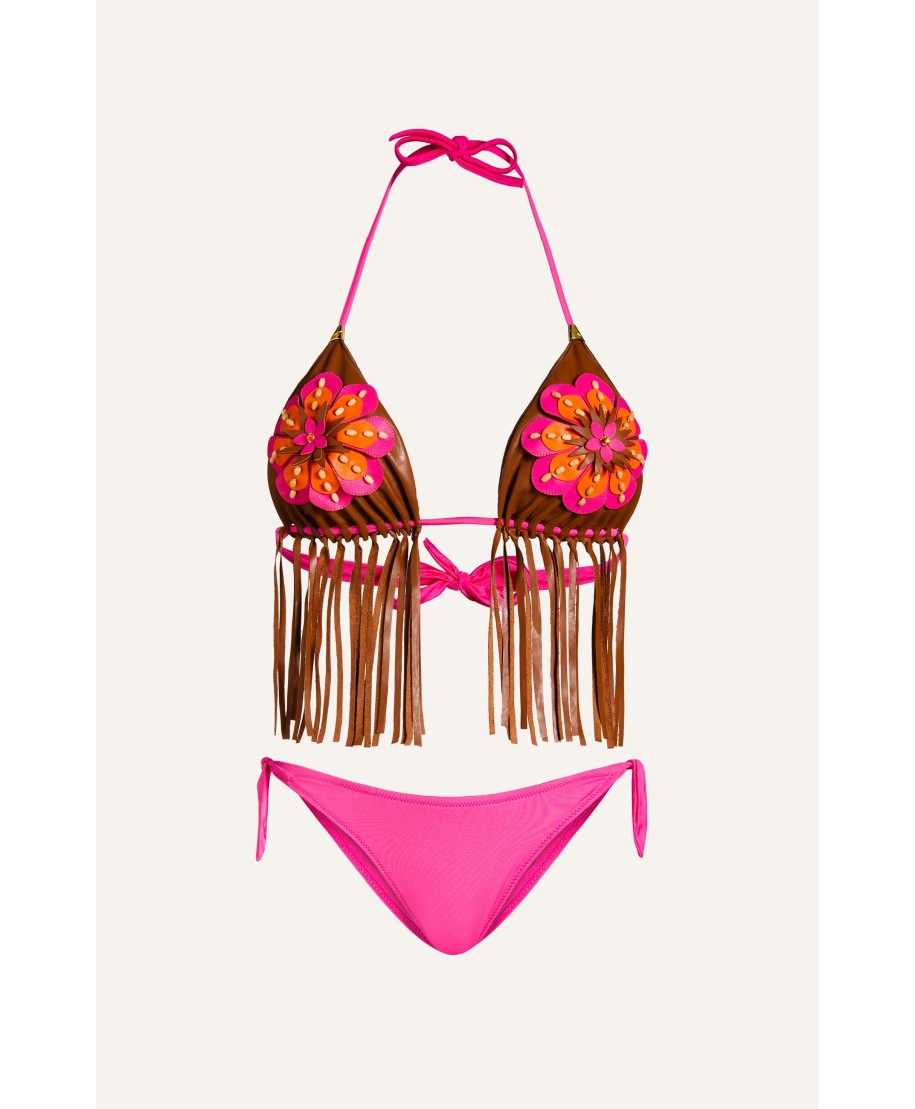 Bikini Triangolo Frange con Fiore