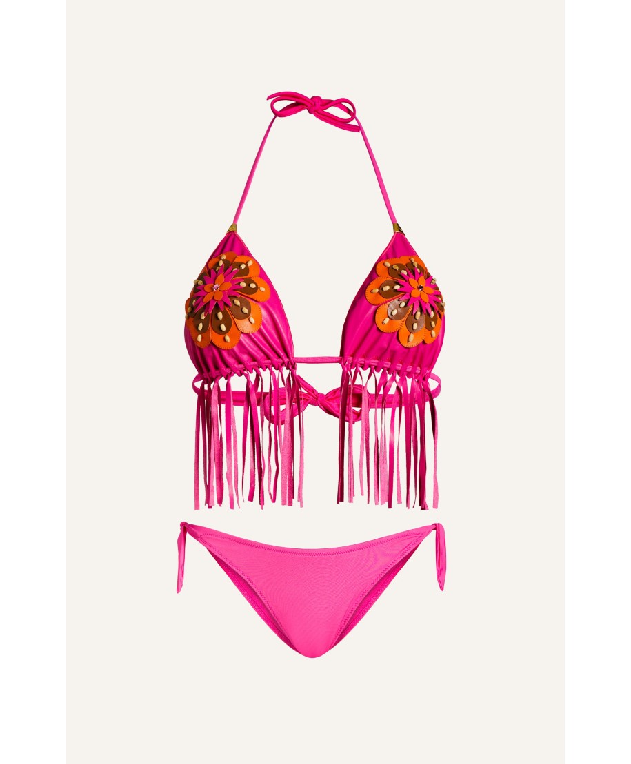 Bikini Triangolo Frange con Fiore