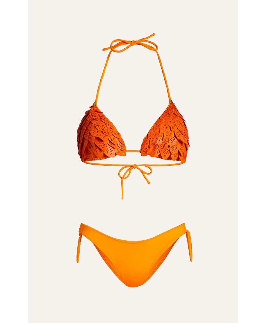 Bikini Triangolo Foglie Ecopelle