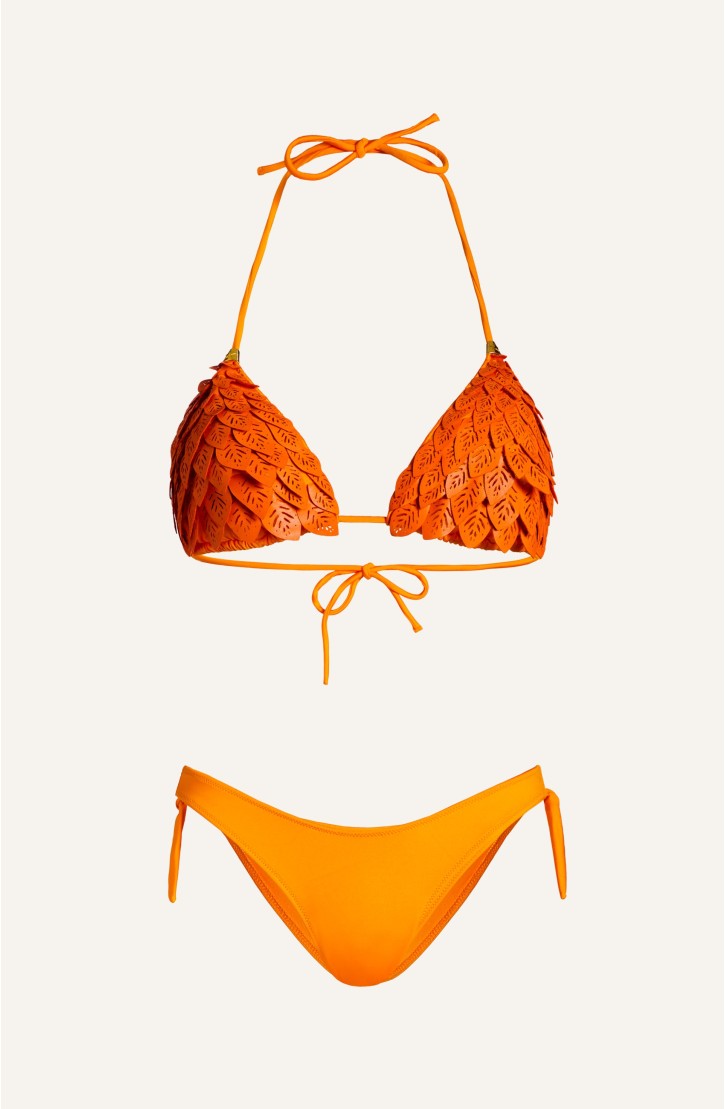 Bikini Triangolo Foglie Ecopelle
