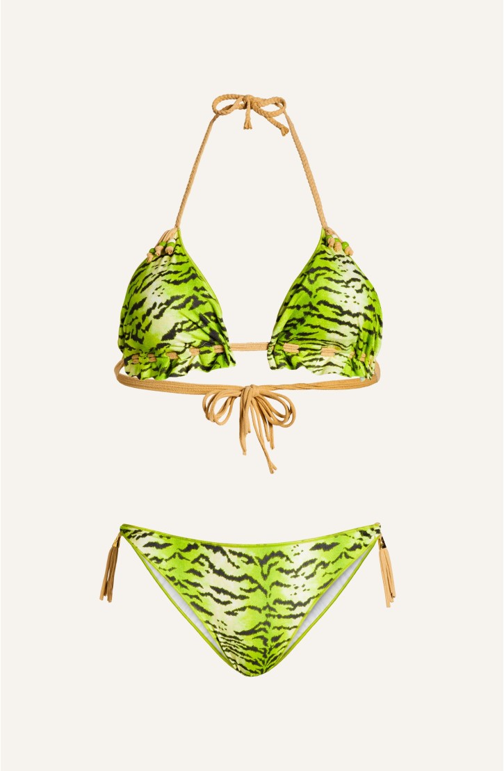 Bikini Triangle Padded Tiger Print Crotch Dot