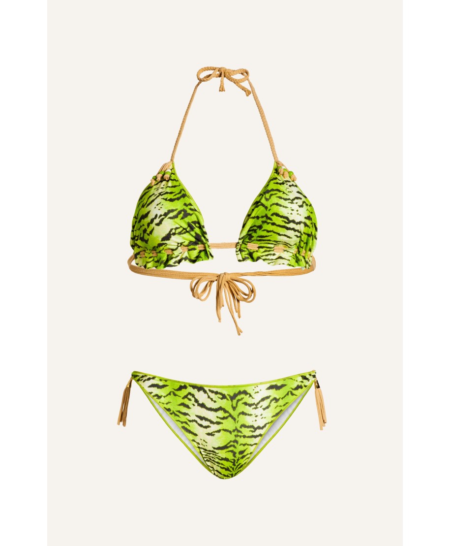 Bikini Triangle Padded Tiger Print Crotch Dot