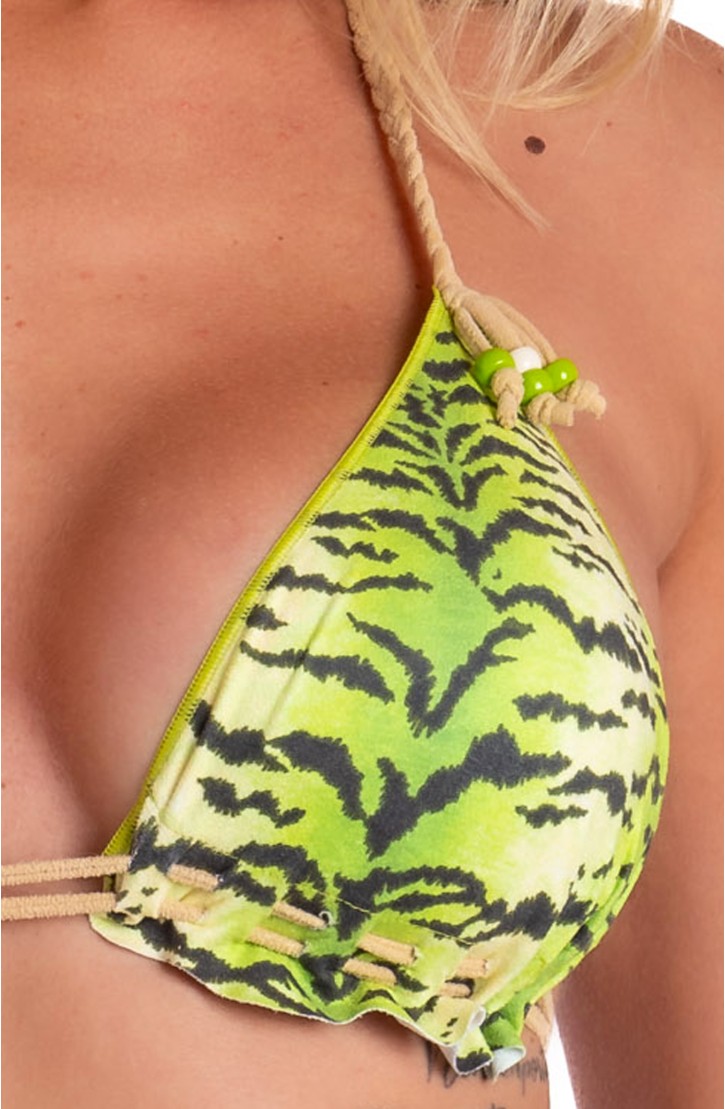 Bikini Triangle Padded Tiger Print Crotch Dot