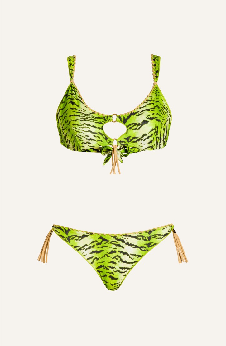 Bikini Brassiere Tiger Print Embroidery Horse Stitch