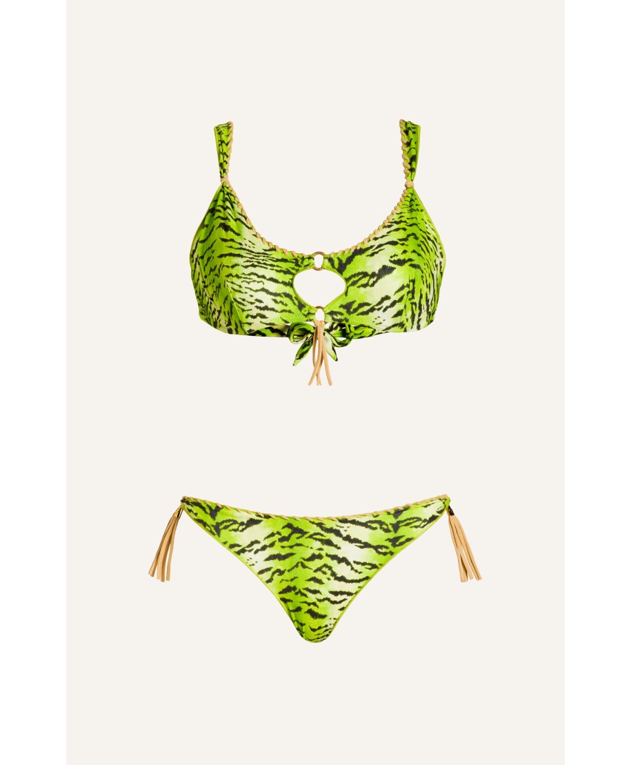 Bikini Brassiere Tiger Print Embroidery Horse Stitch