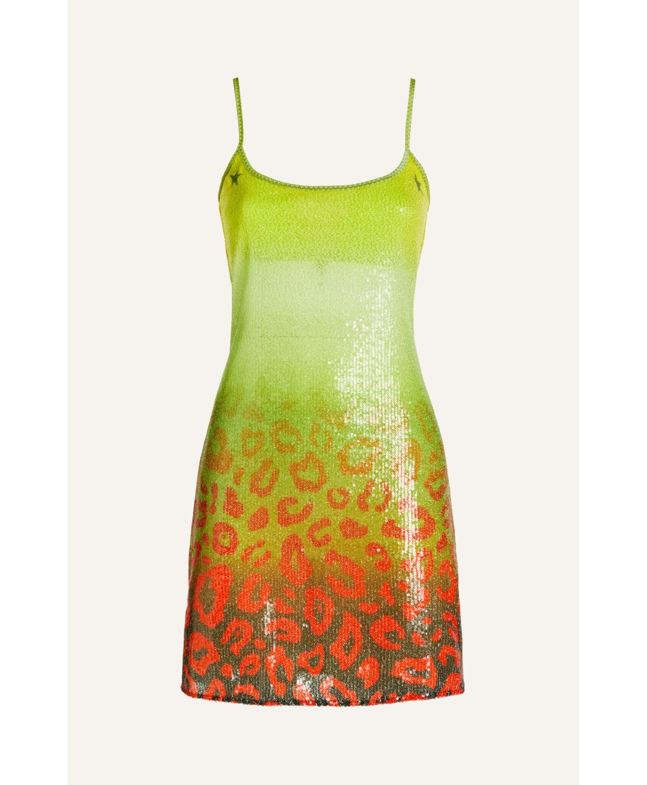 Sequined Print Macula Degradé Petticoat Dress