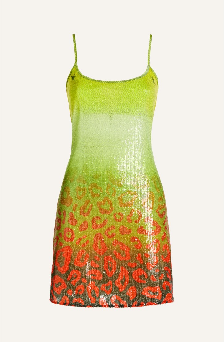 Sequined Print Macula Degradé Petticoat Dress