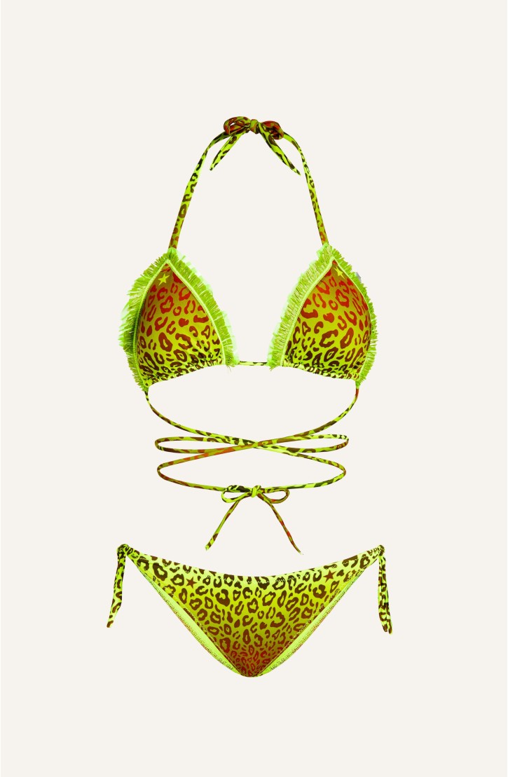 Triangle Bikini Padded With Rouge in Lycra Macula Print