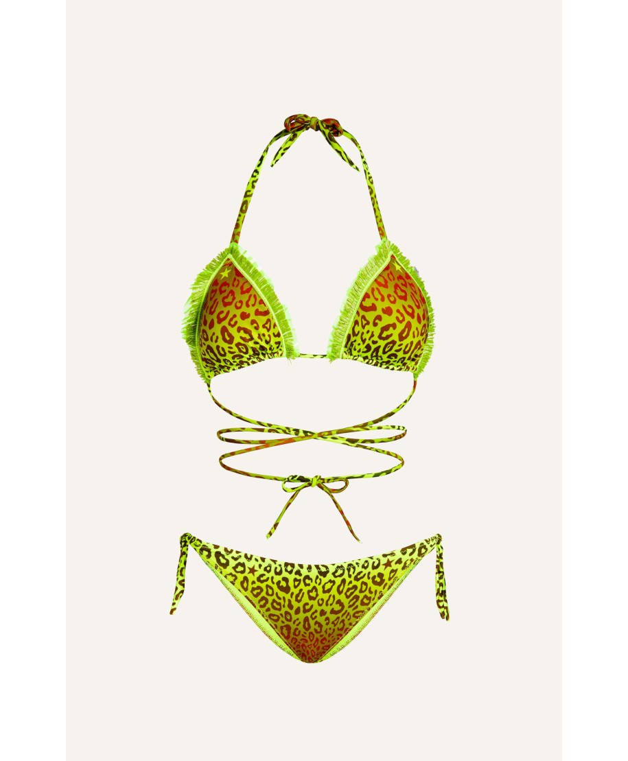 Triangle Bikini Padded With Rouge in Lycra Macula Print