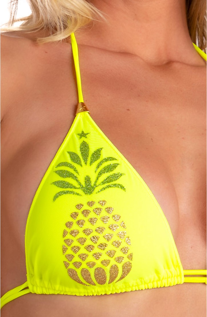 Bikini Triangolo Tulle Ananas Lurex