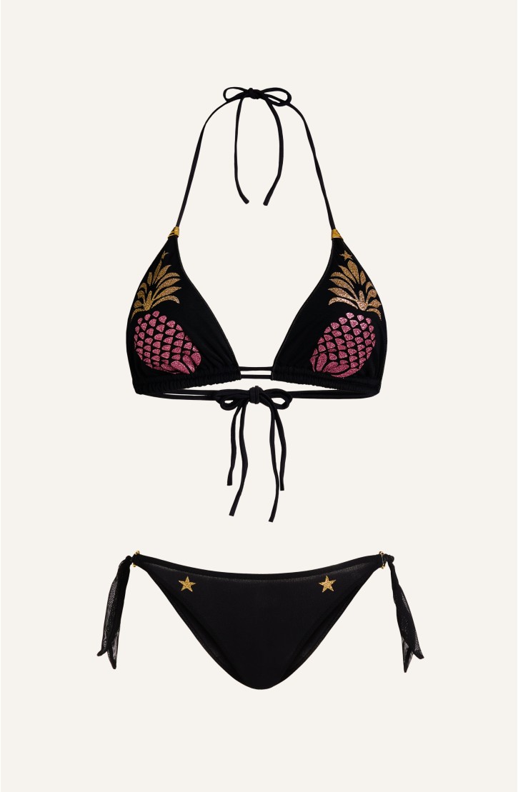 Bikini Triangolo Tulle Ananas Lurex