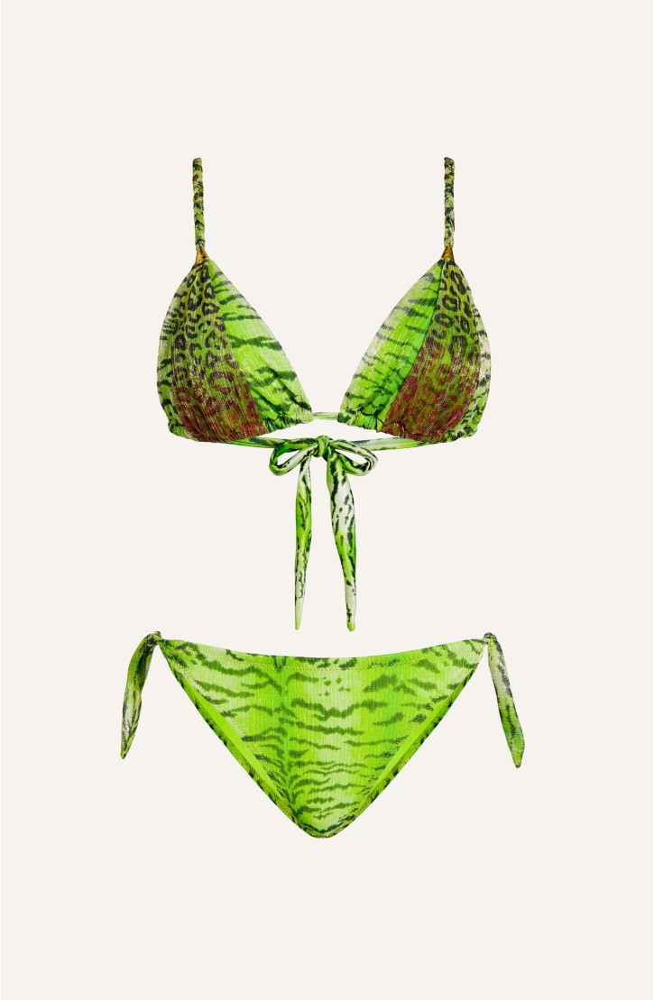 Bikini Triangle Padded Crepon Tiger Print