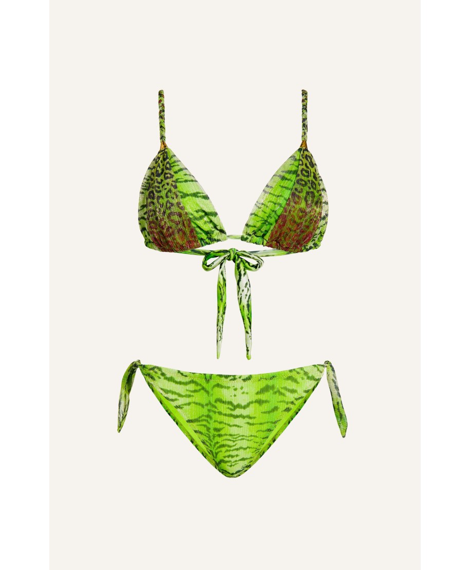 Bikini Triangle Padded Crepon Tiger Print