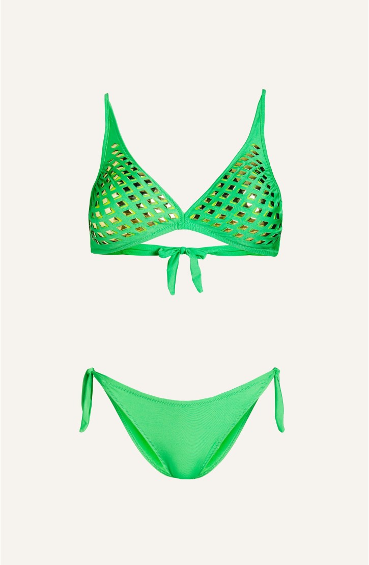 Bikini Brassiere Mirrors Laser Solid Colour