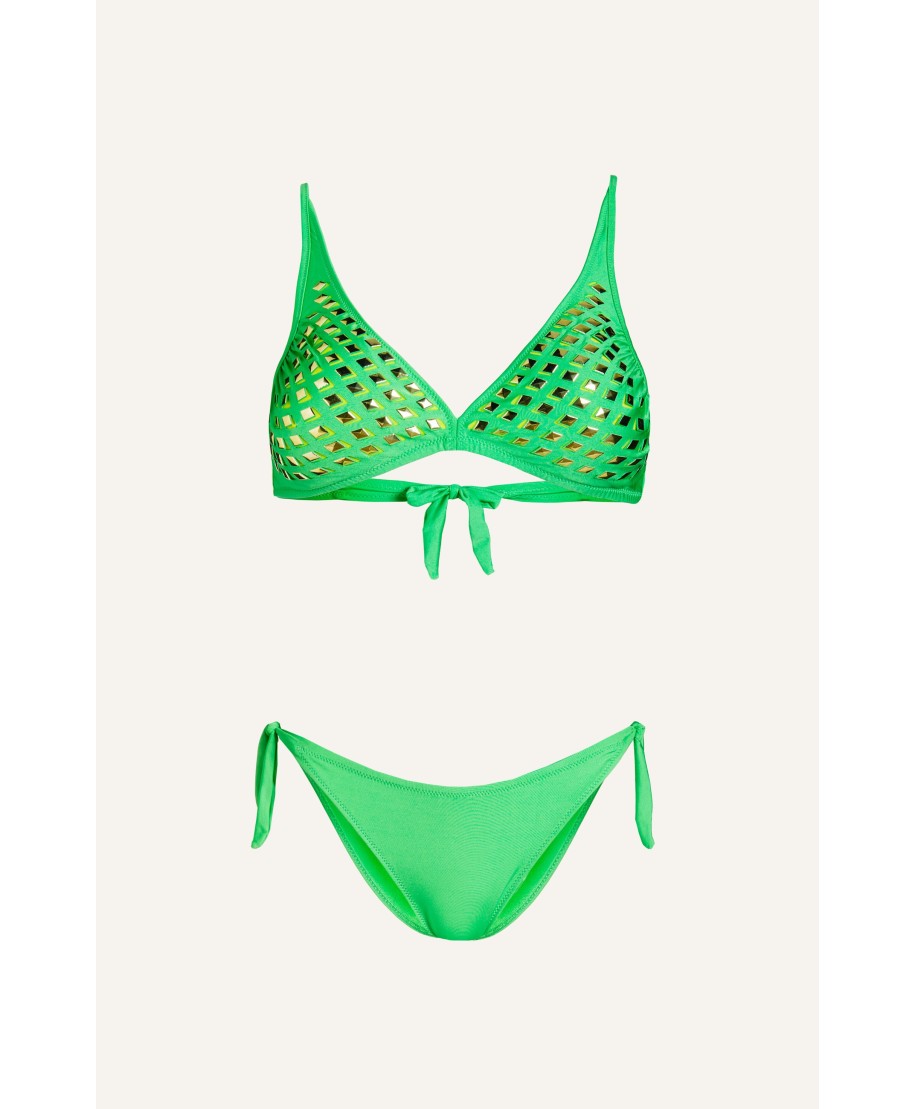 Bikini Brassiere Mirrors Laser Solid Colour