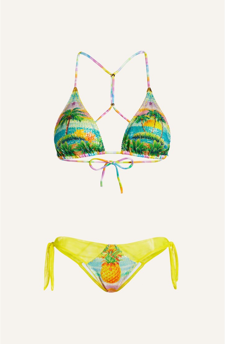 Bikini Triangle Sequins Print Hawaii