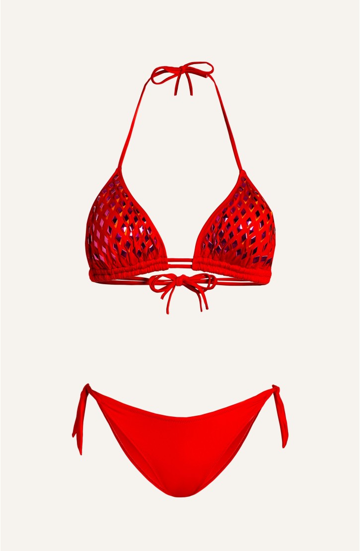 Bikini Triangolo Specchietti Laser Tinta Unita