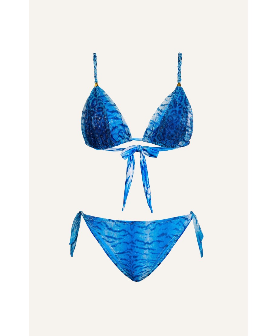 Bikini Triangle Padded Crepon Tiger Print