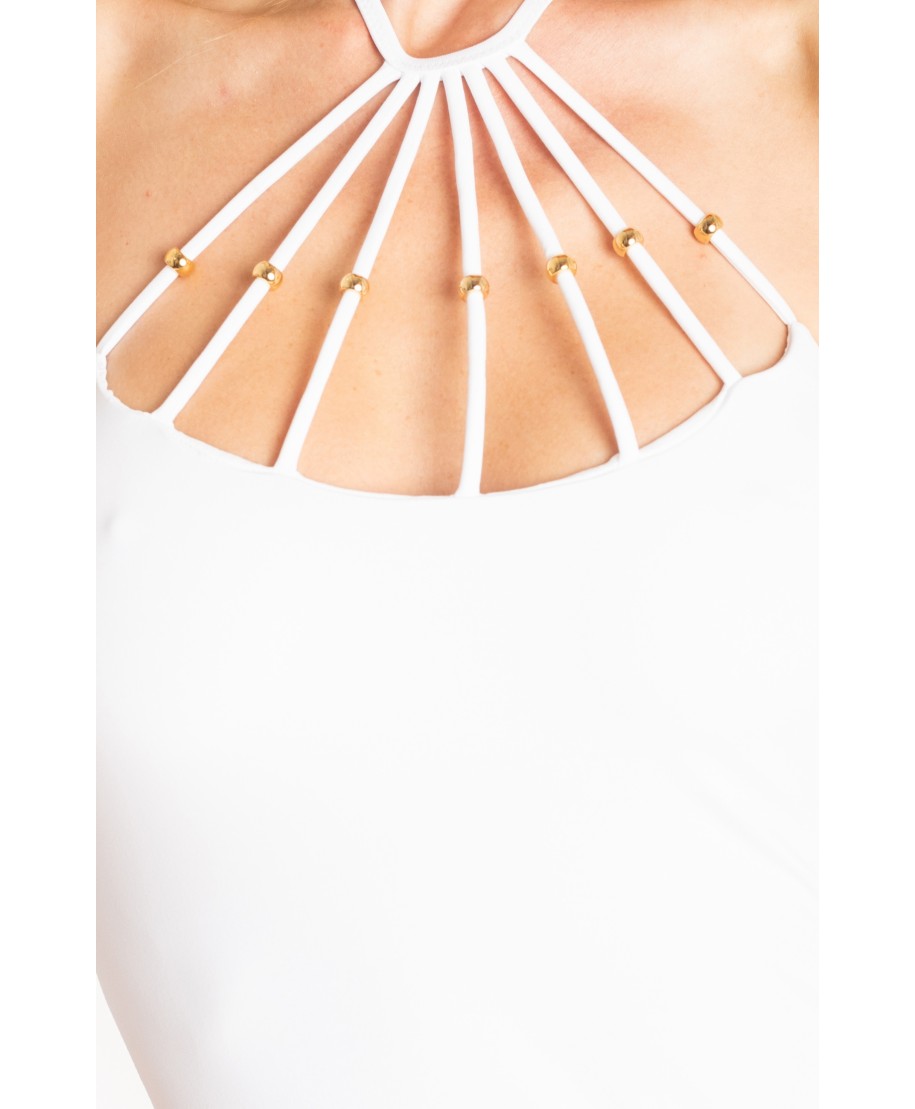 RAY SHEATH DRESS WITH BEADS SOLID COLOR