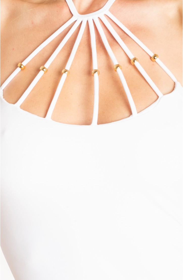 RAY SHEATH DRESS WITH BEADS SOLID COLOR