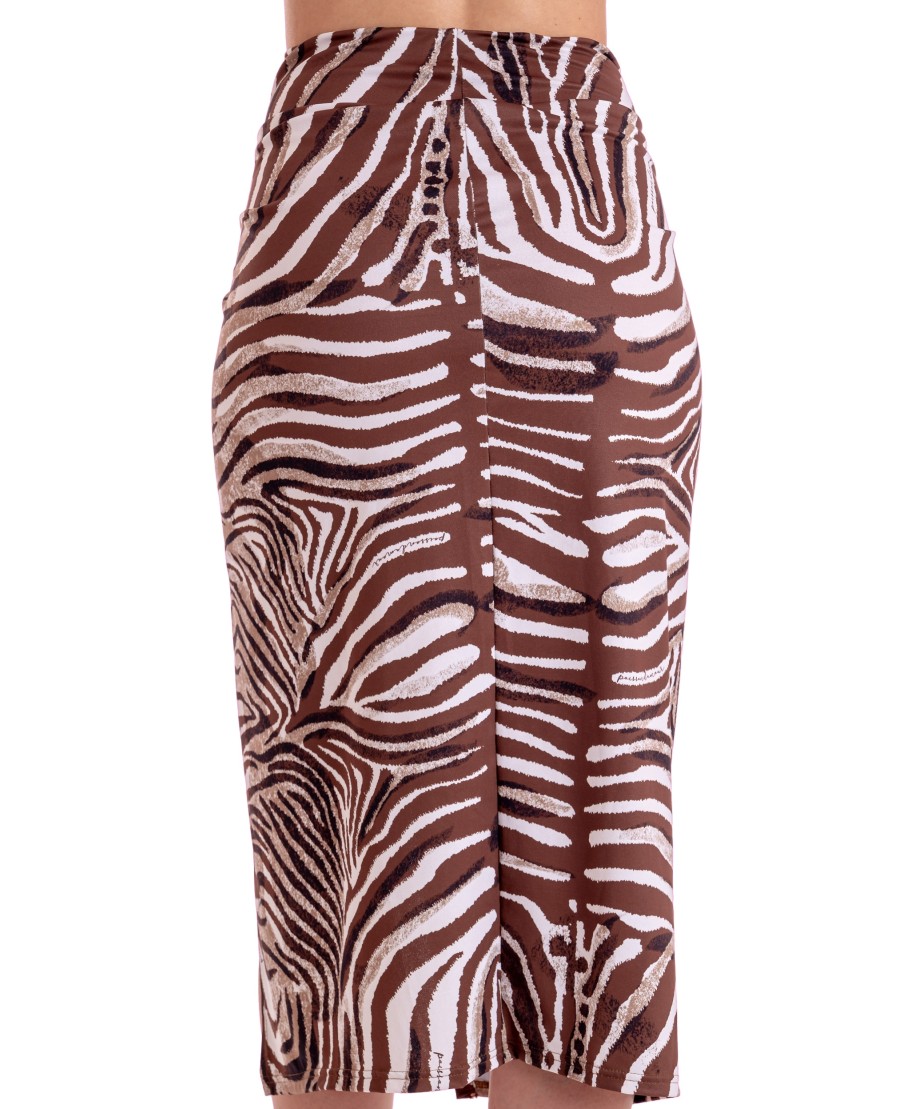 LONGUETTE SKIRT WITH SLIT ZEBRA PRINT