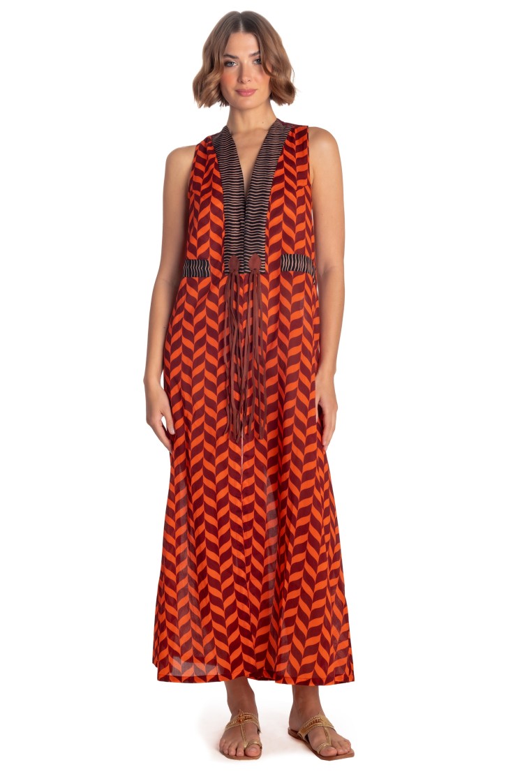 Long Vest Dress Beautiful Tree Print