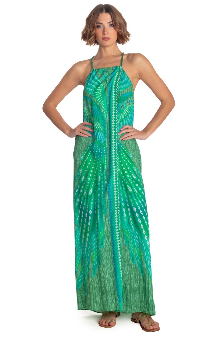 OPEN LONG DRESS WINGS PRINT