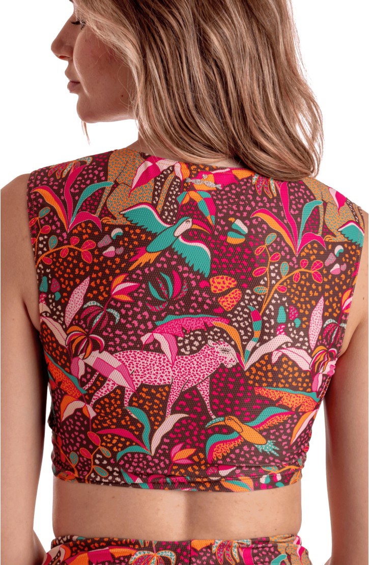 CRISSCROSS TOP TROPICAL PRINT
