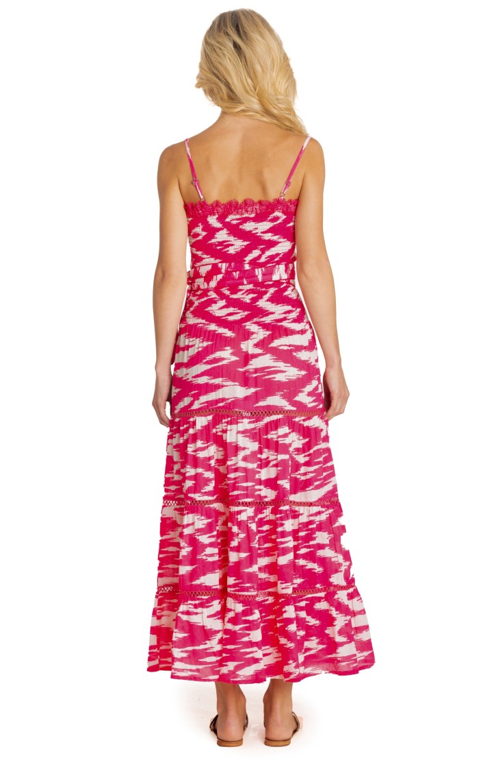 LONG DRESS WITH BELT CLOUD PRINT