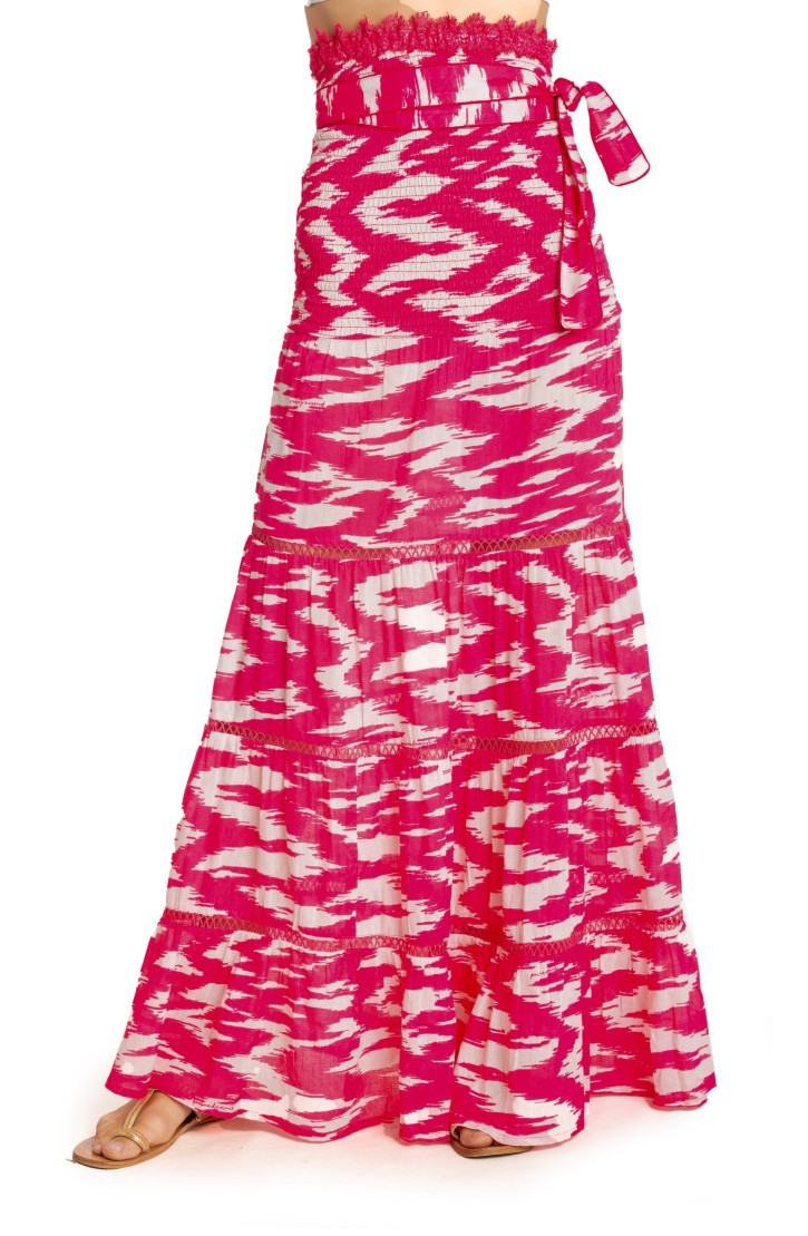 LONG DRESS WITH BELT CLOUD PRINT