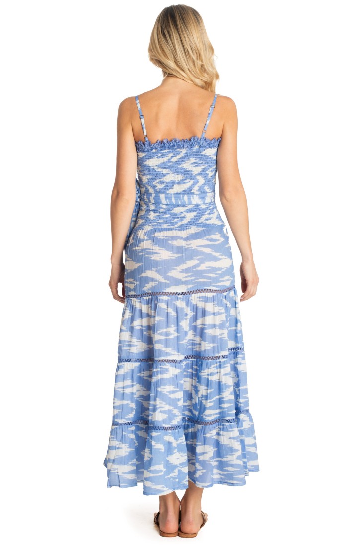 LONG DRESS WITH BELT CLOUD PRINT
