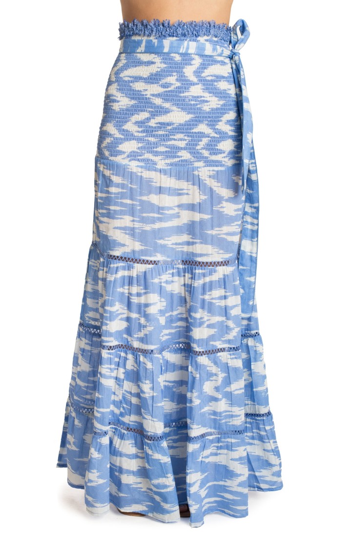 LONG DRESS WITH BELT CLOUD PRINT