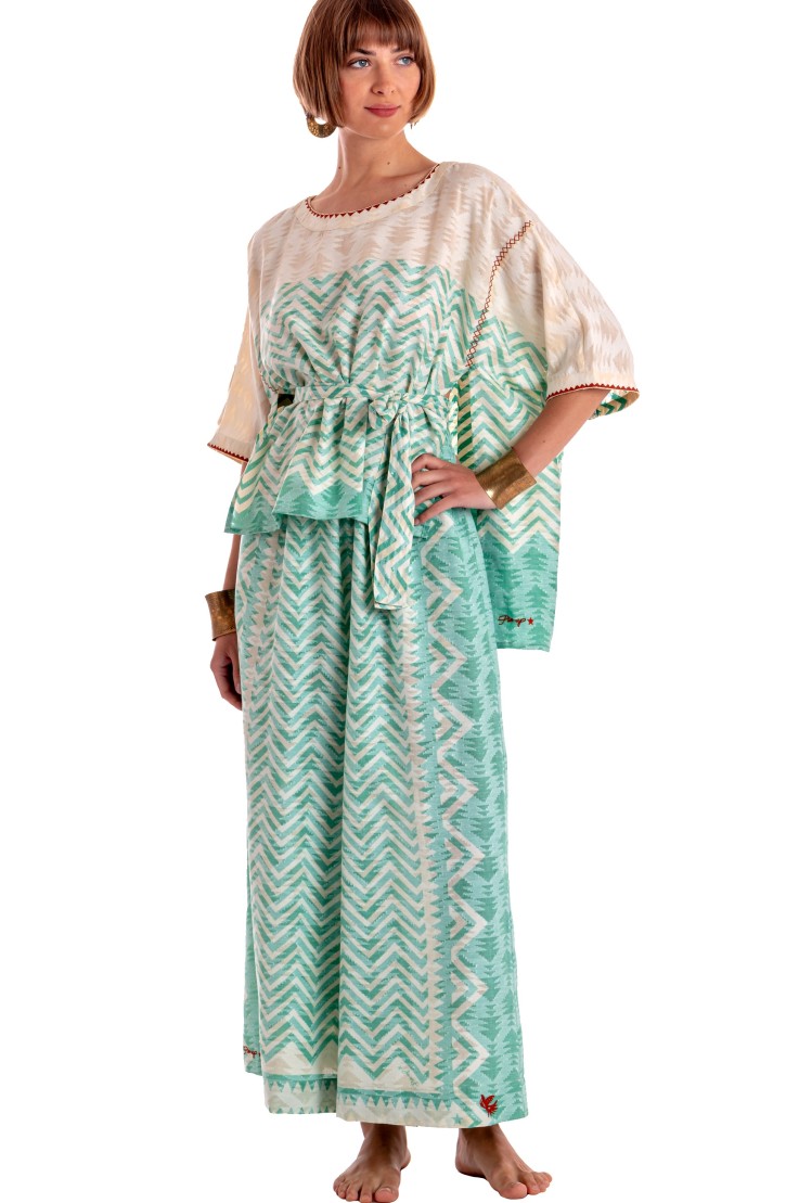 BLOUSE WITH BELT BEAUTIFUL TREE PRINT