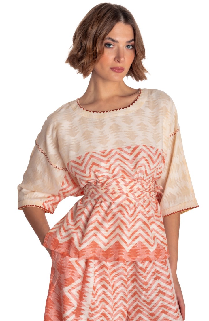 BLUSA CON CINTURA STAMPA BEAUTIFUL TREE