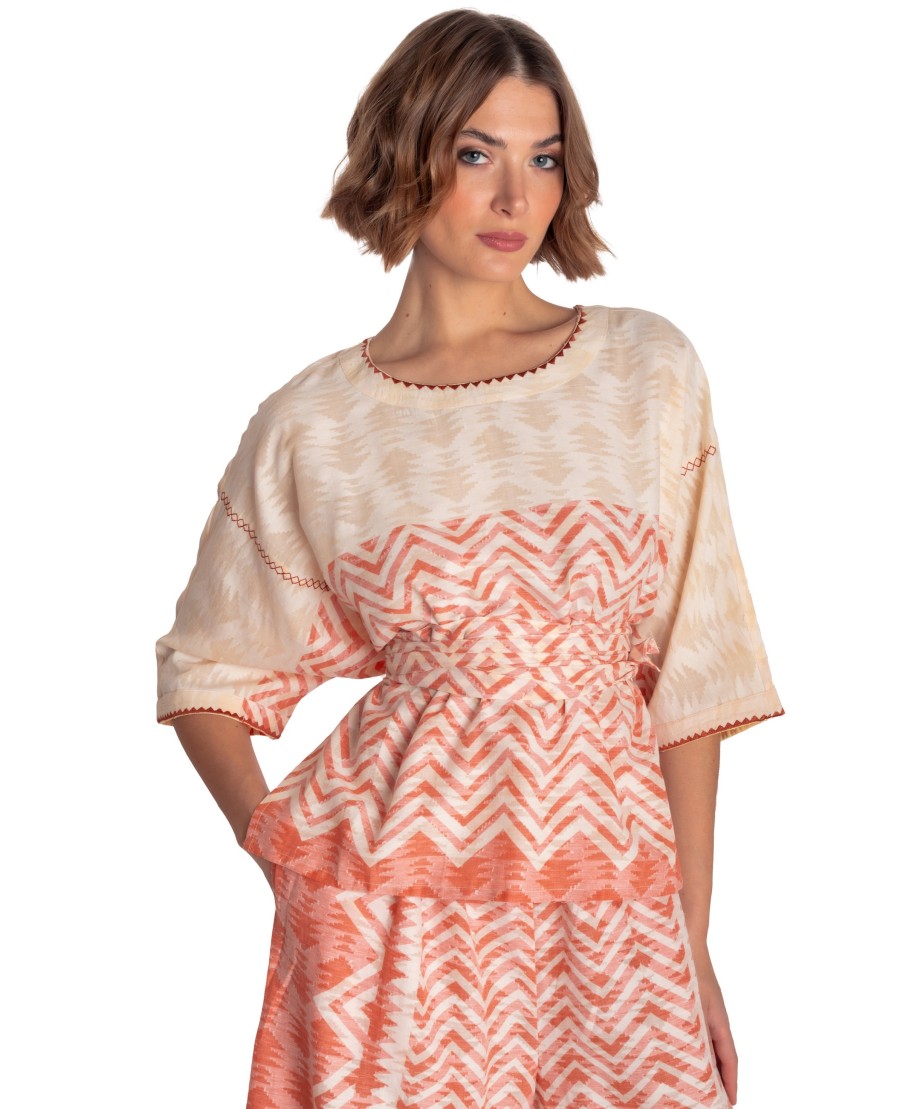 BLUSA CON CINTURA STAMPA BEAUTIFUL TREE
