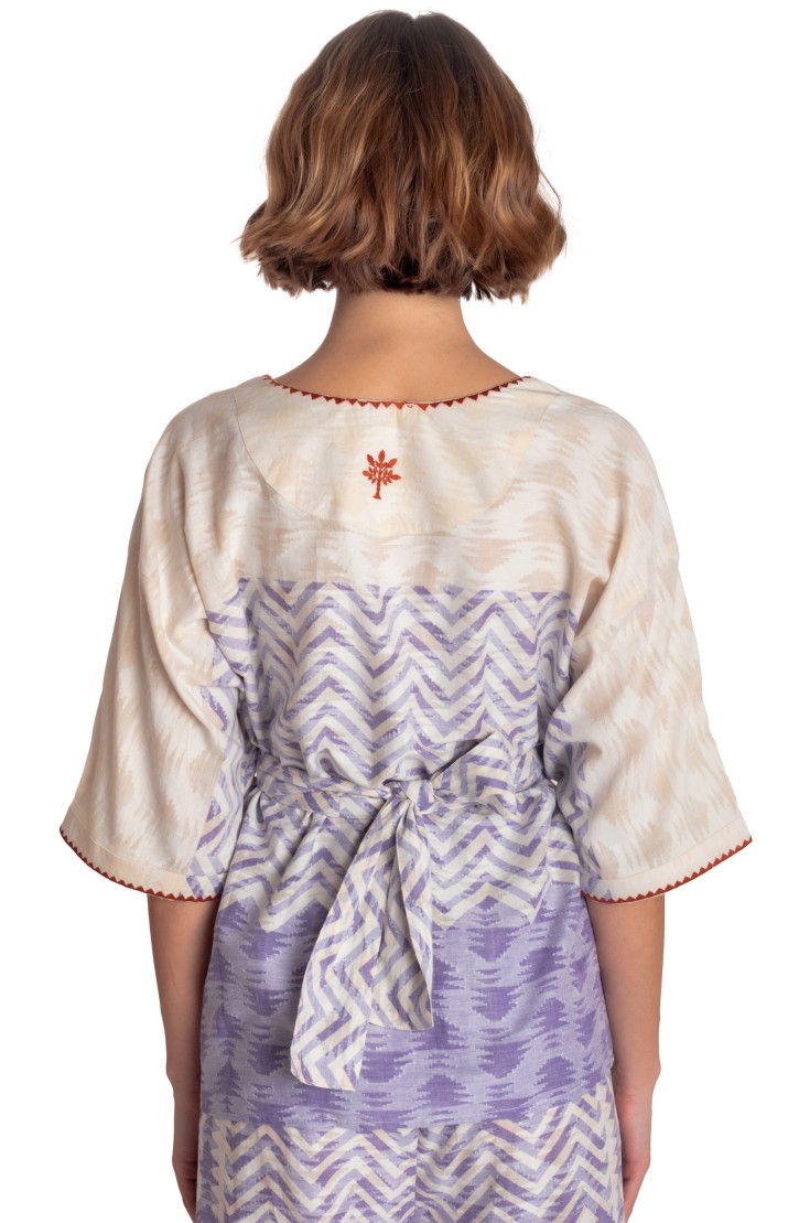 BLOUSE WITH BELT BEAUTIFUL TREE PRINT