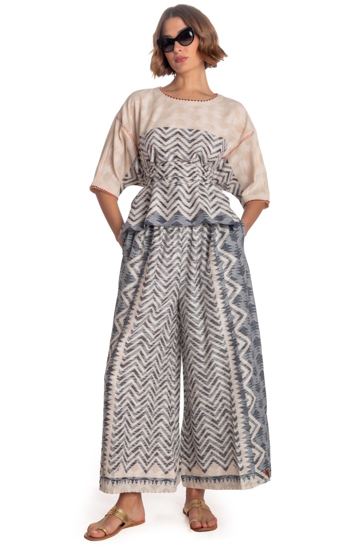 BLOUSE WITH BELT BEAUTIFUL TREE PRINT