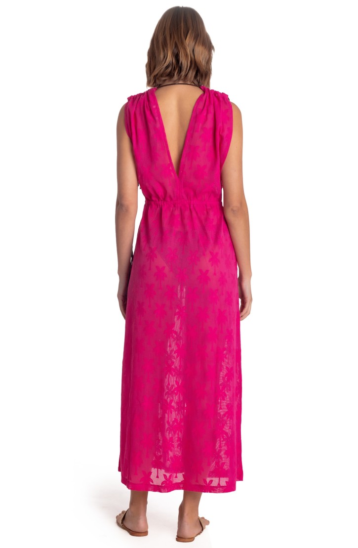 Long Gilet Dress Palm Embroidery
