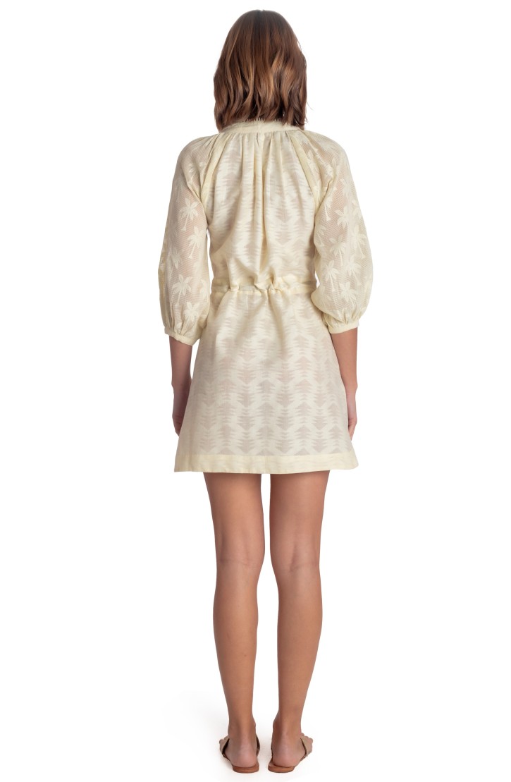Jacquard Short Dress Palm Embroidery