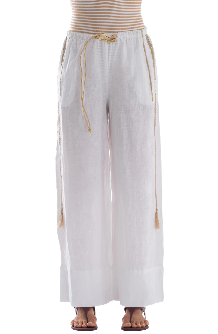 Embroidered Linen Pant