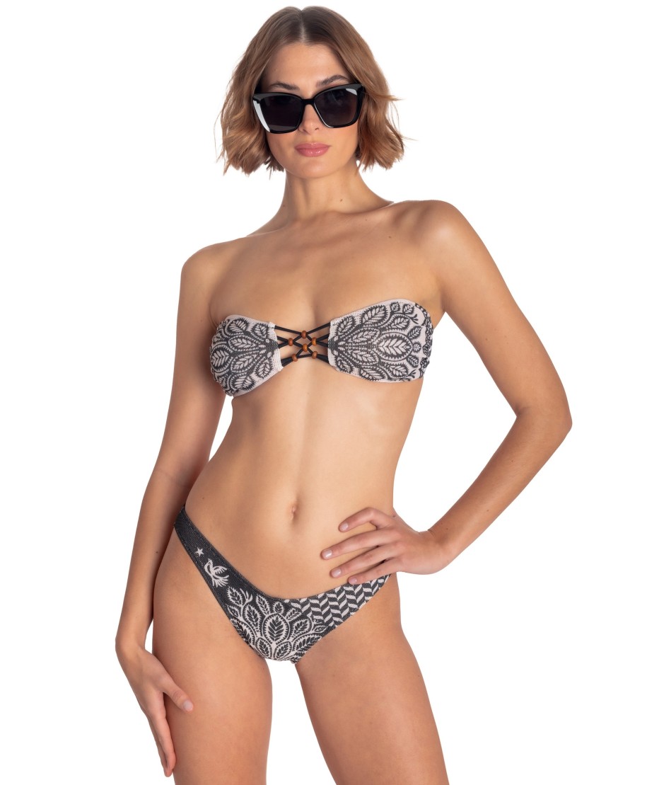 Padded Bandeau Bikini With Pearls Beautiful Tree Print
