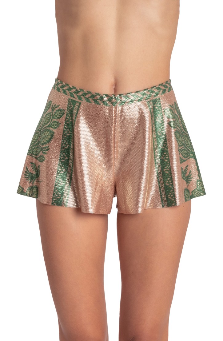 Lamé Shorts Print Beautiful Tree